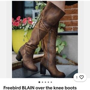 Free bird BLAIN over-the-knee suede boots brown distressed 7.5